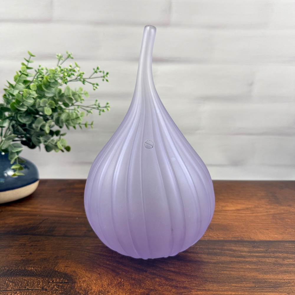 Salviati Venezia Drops Medium Satin Wisteria Vase Neodymium Murano Italy